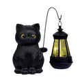Solar Garden Statue Cat Figurine Black Cat Statues Garden Decor with LED Light Outdoor Statue for Yard Patio Balcony Lawn Ornament