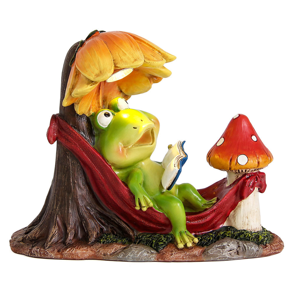 Solar Frog Garden Statue with Light Outdoor Patio Yard Lawn Decor