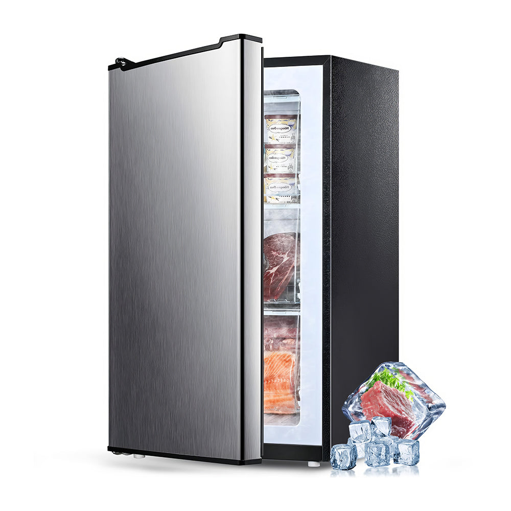 3 Cu.Ft Compact Upright Freezer with 3 Drawers & Adjustable Thermostat, White