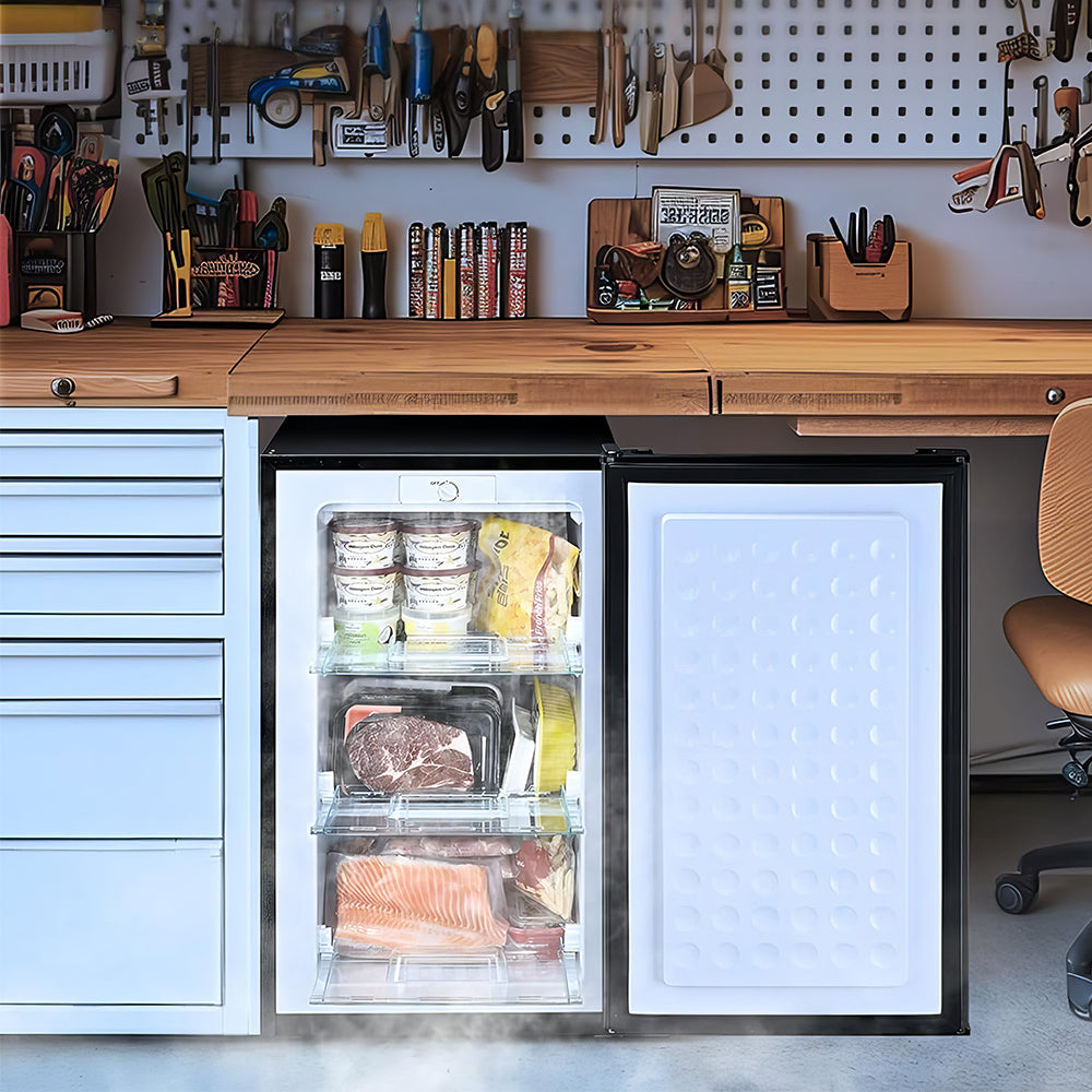 3 Cu.Ft Compact Upright Freezer with 3 Drawers & Adjustable Thermostat, White
