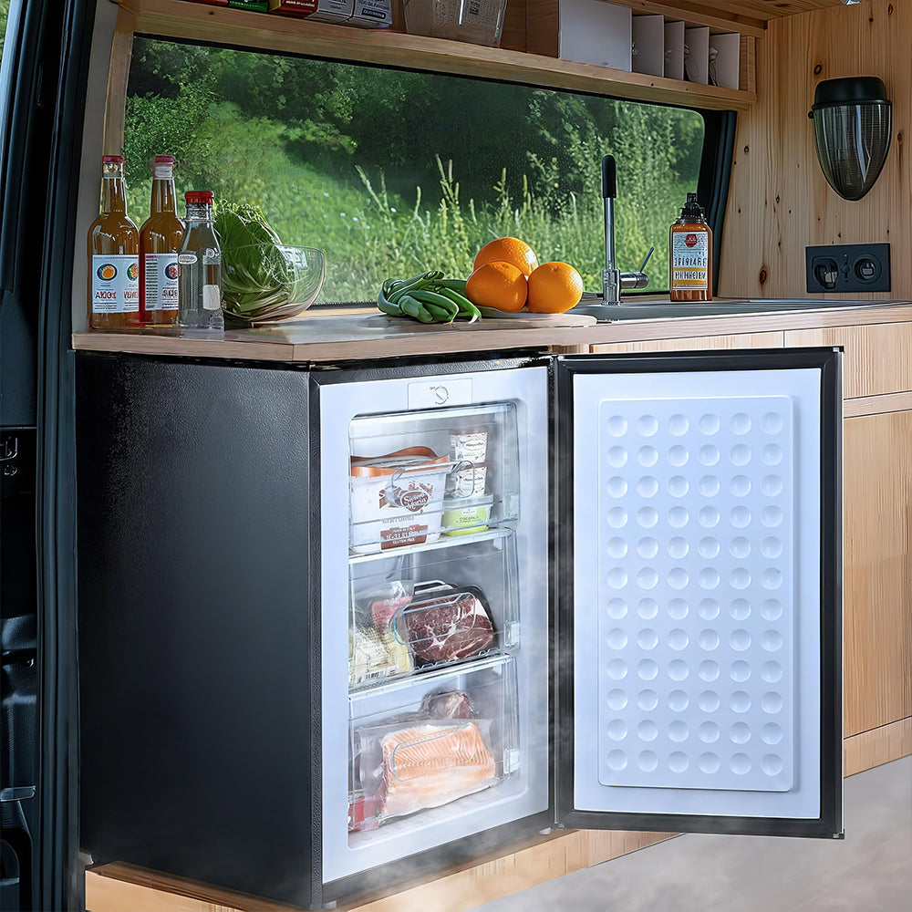 3 Cu.Ft Compact Upright Freezer with 3 Drawers & Adjustable Thermostat, White