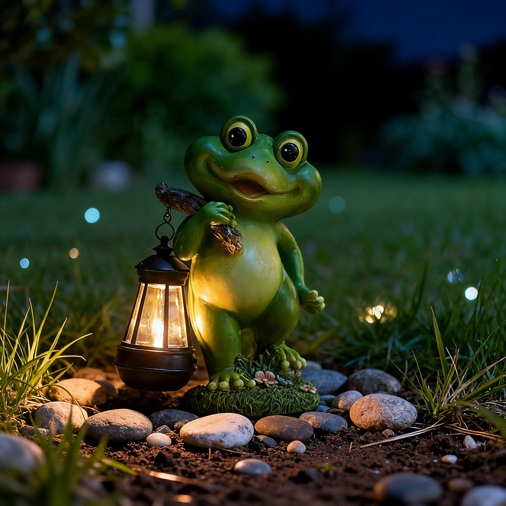 Solar LED Frog Garden Decor Funny Yard Statue Gift for Women