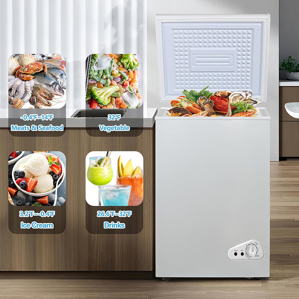 5.0 Cu.Ft Chest Freezer with Adjustable Temp & 2 Baskets, Compact Deep Freezer