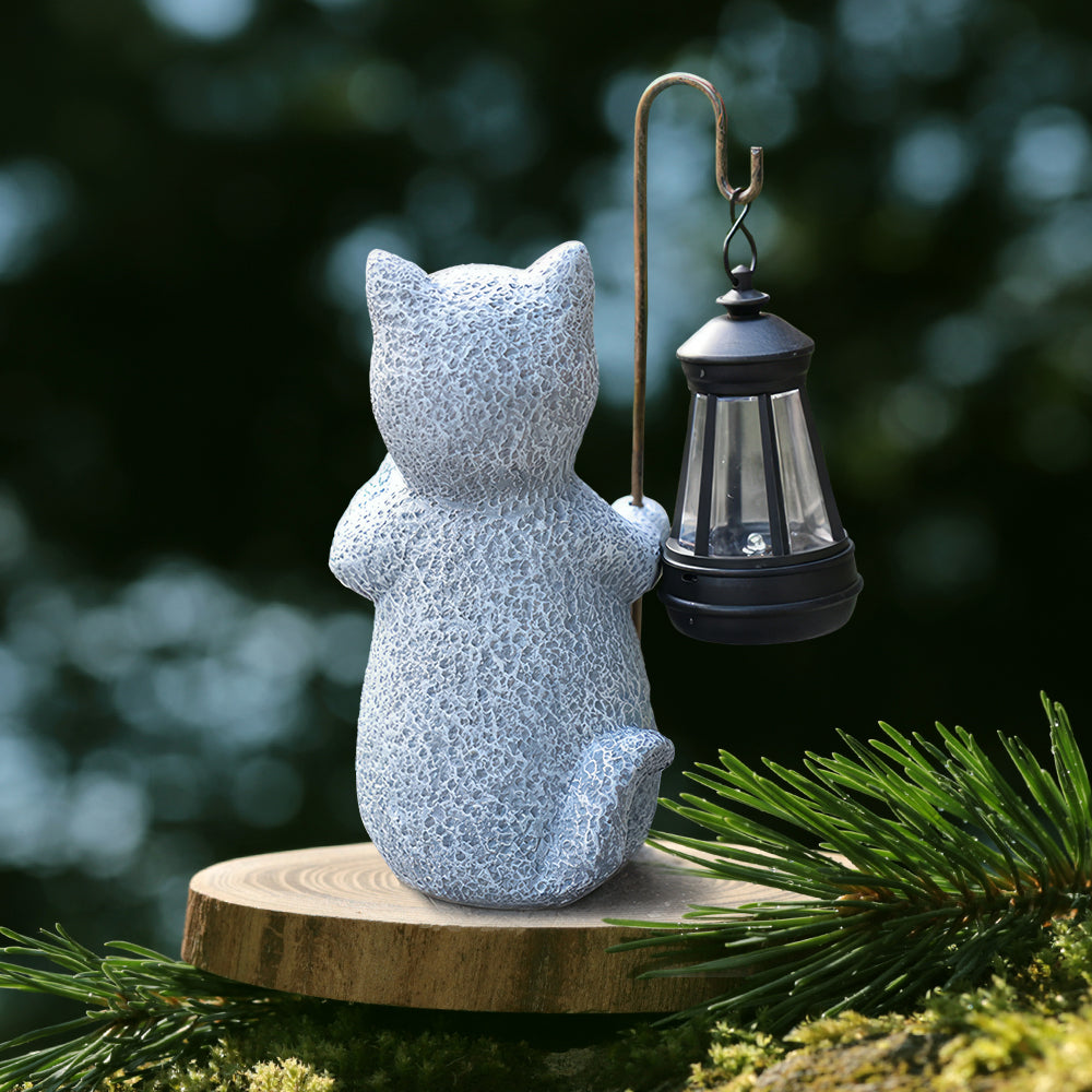 Solar Cat Garden Statue Outdoor Decor for Patio Yard and Lawn